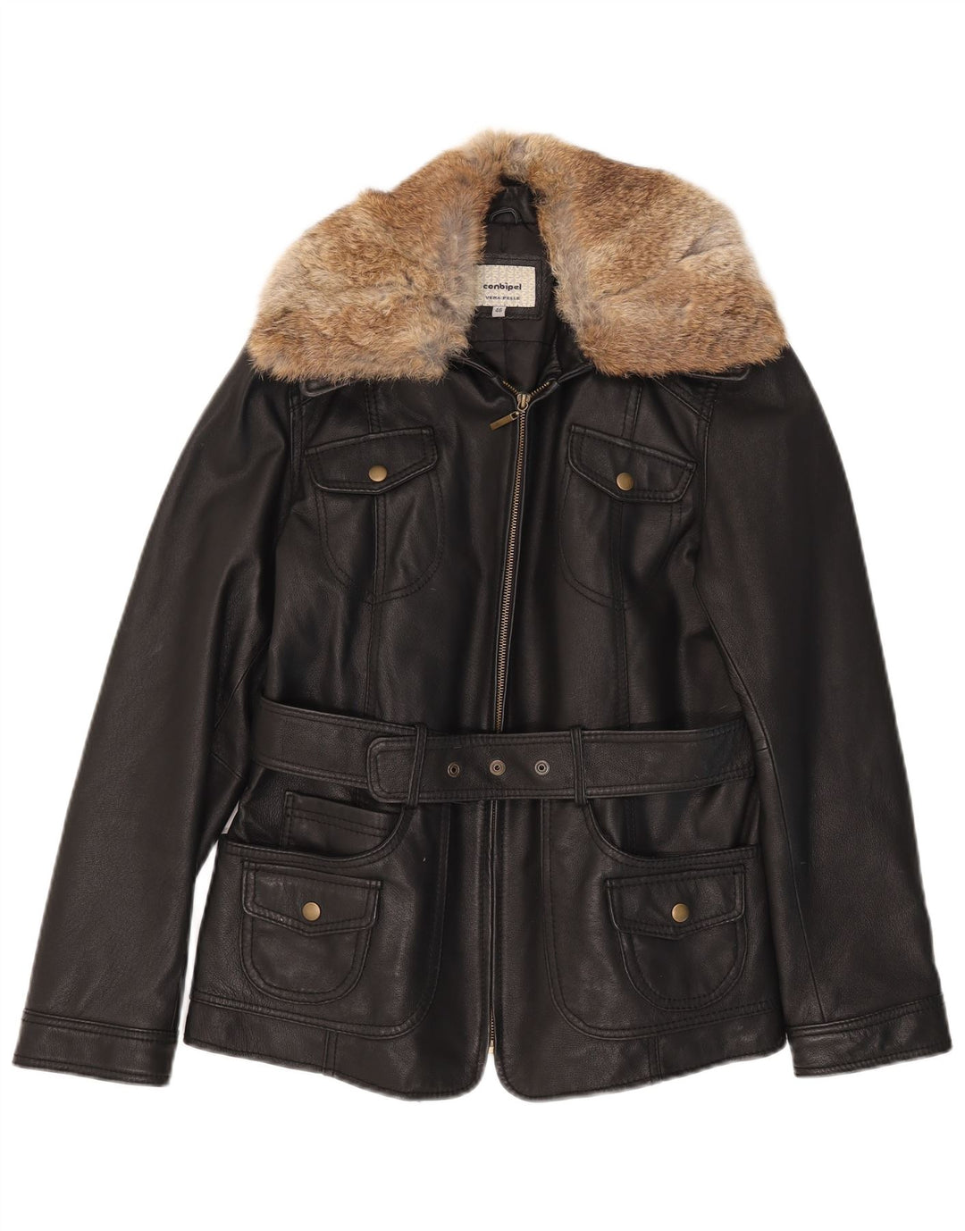 Giacca In Pelle Donna Conbipel IT 46 Large Pelle Nera