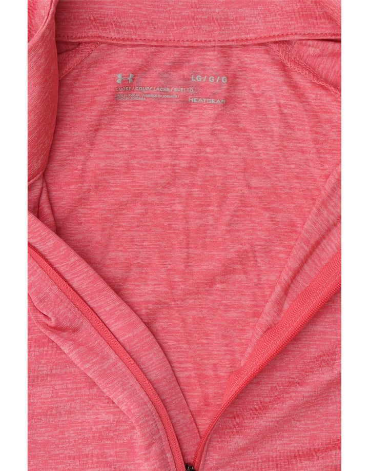 Under Armour Top da donna con zip e collo a maniche lunghe UK 16 Large Rosa