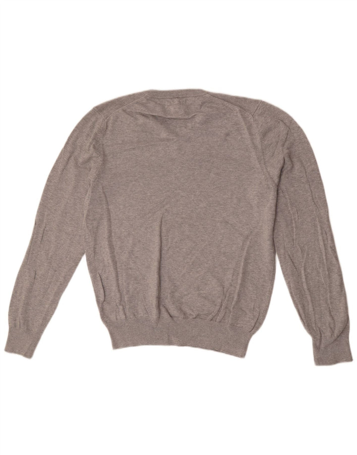 Maglione da uomo con scollo a V Marks & Spencer in cotone screziato grigio medio