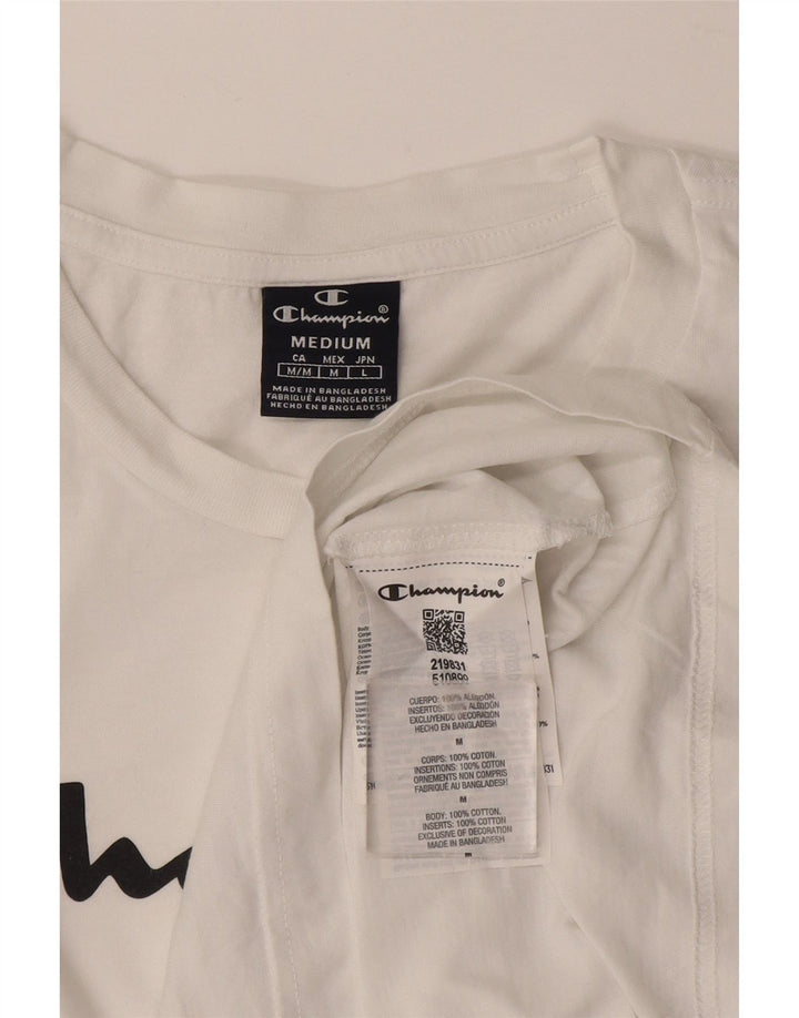 T-shirt grafica da uomo Champion Top in cotone bianco medio