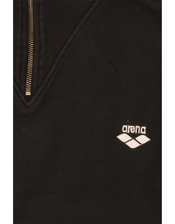 ARENA Mens Graphic Zip Neck Sweatshirt Jumper Large Black Vintage Arena and Second-Hand Arena from Messina Hembry 