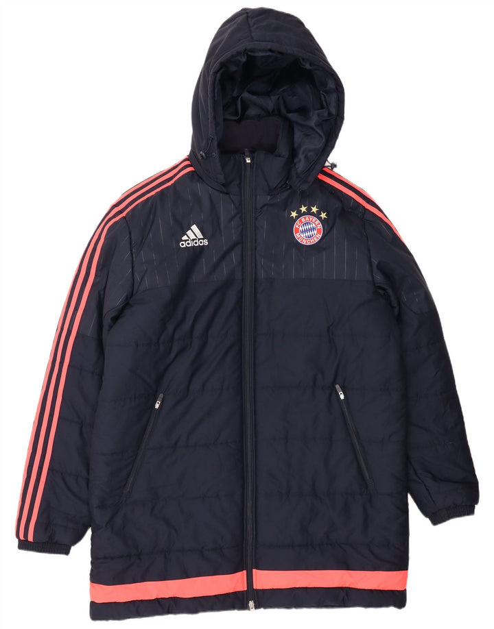 Cappotto imbottito da uomo Adidas FC Bayern Munchen UK 40 grande poliestere blu navy