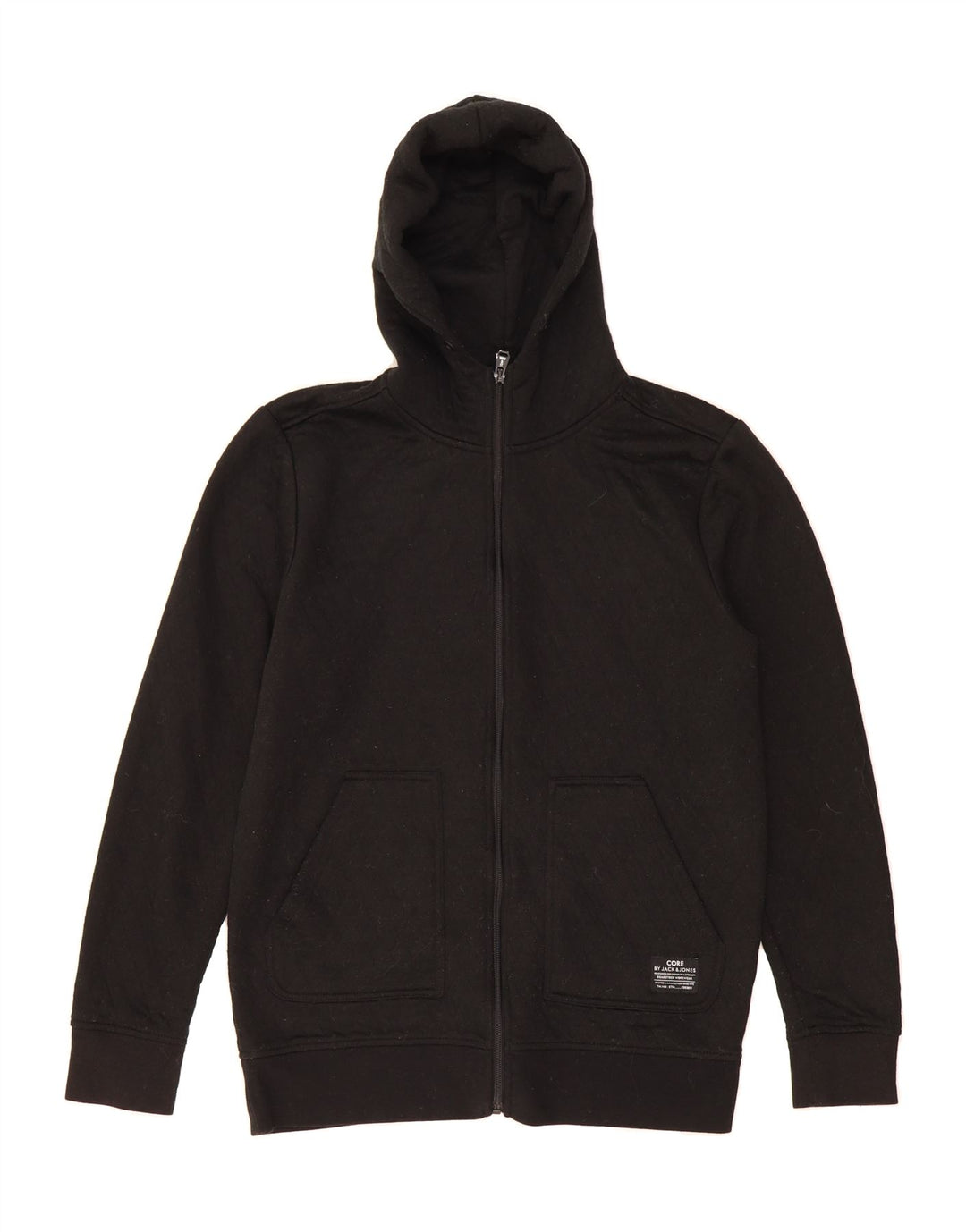 JACK & JONES Mens Zip Hoodie Sweater Medium Black Polyester Vintage Jack & Jones and Second-Hand Jack & Jones from Messina Hembry 