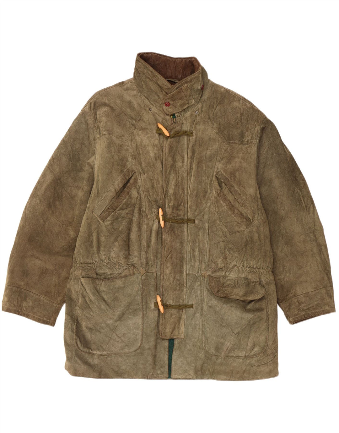 Montgomery vintage da donna in pelle scamosciata UK 42 XL Cachi