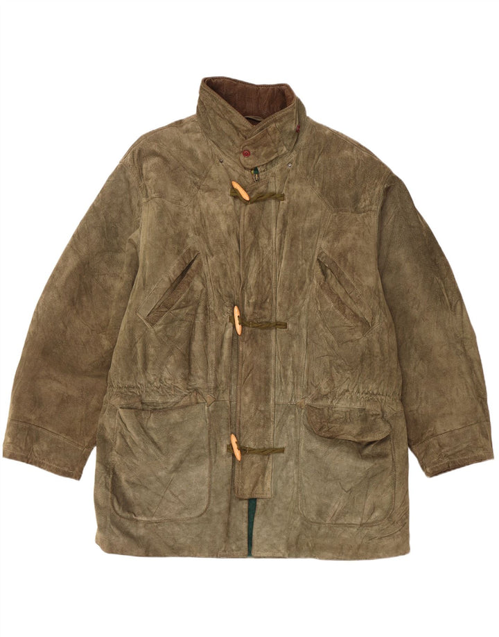 Montgomery vintage da donna in pelle scamosciata UK 42 XL Cachi