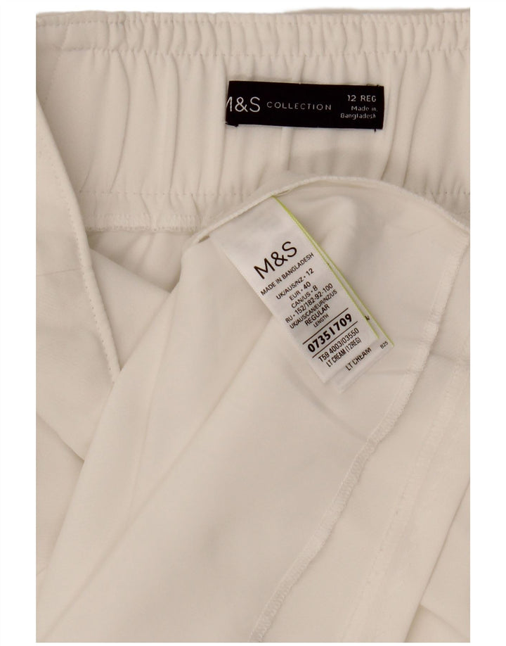 Gonna dritta da donna MARKS & SPENCER UK 12 media W30 poliestere bianco