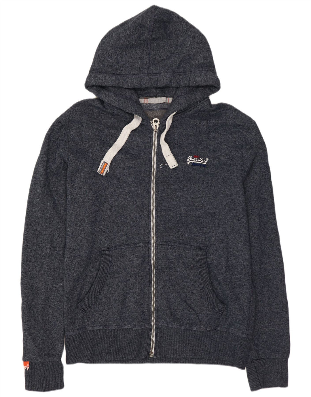 Maglione con cappuccio e zip da uomo SUPERDRY XL in cotone blu navy