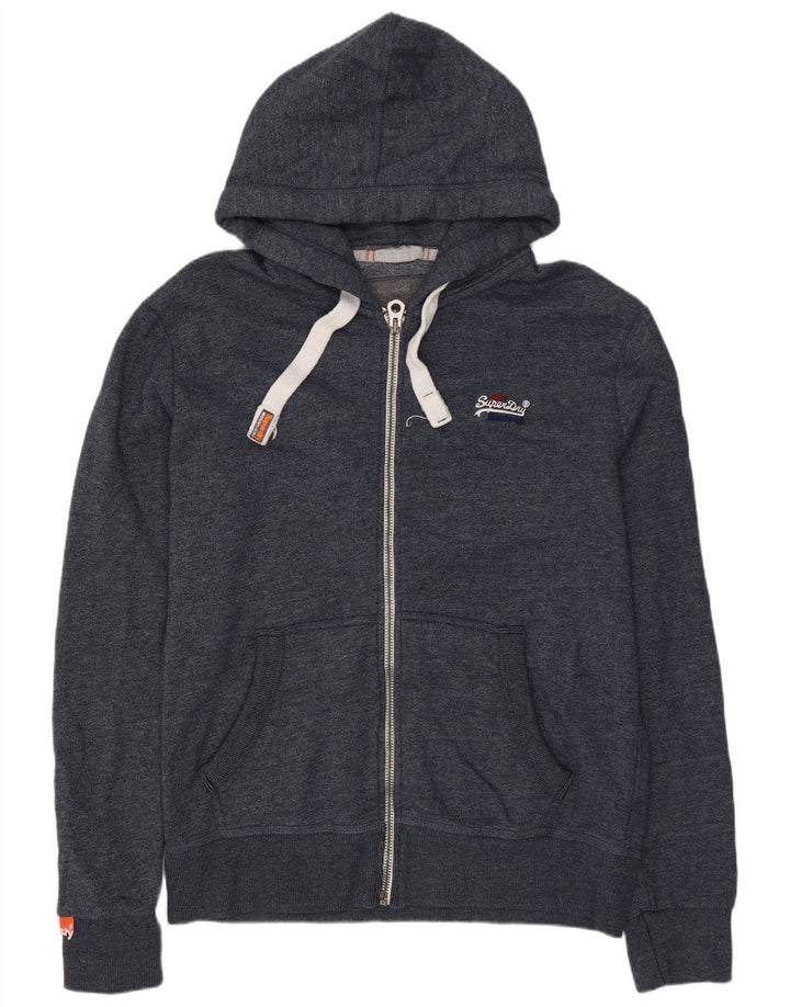 Maglione con cappuccio e zip da uomo SUPERDRY XL in cotone blu navy