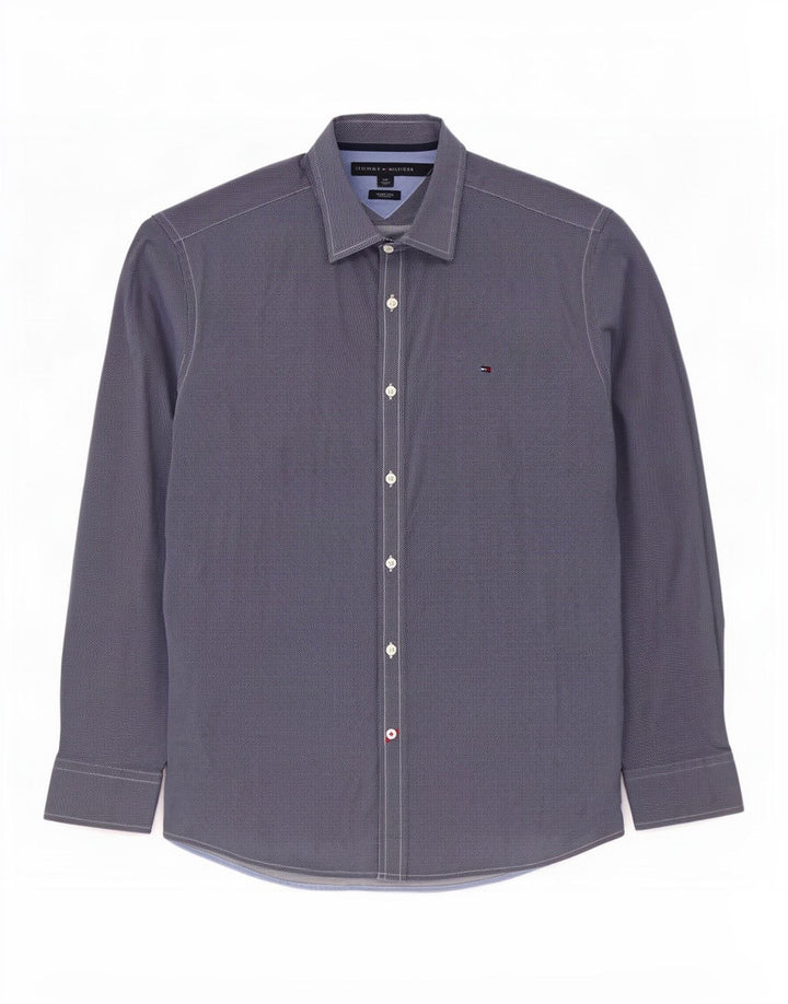 Camicia elasticizzata da uomo Tommy Hilfiger grande cotone maculato blu