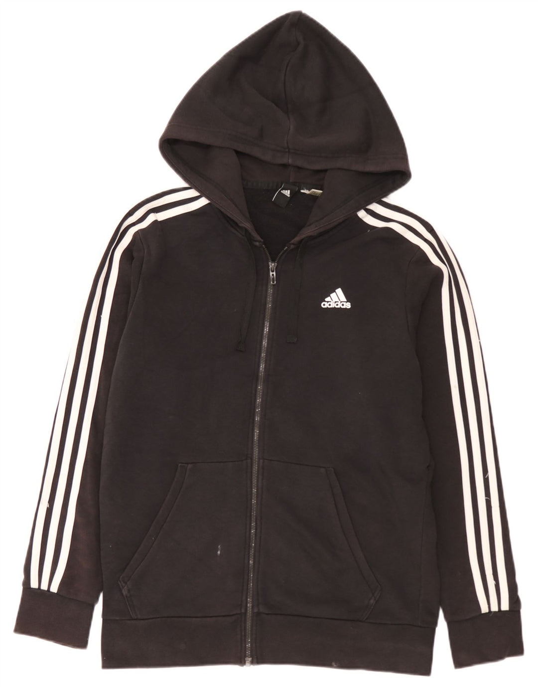 Maglione con cappuccio e zip Adidas da uomo medio nero