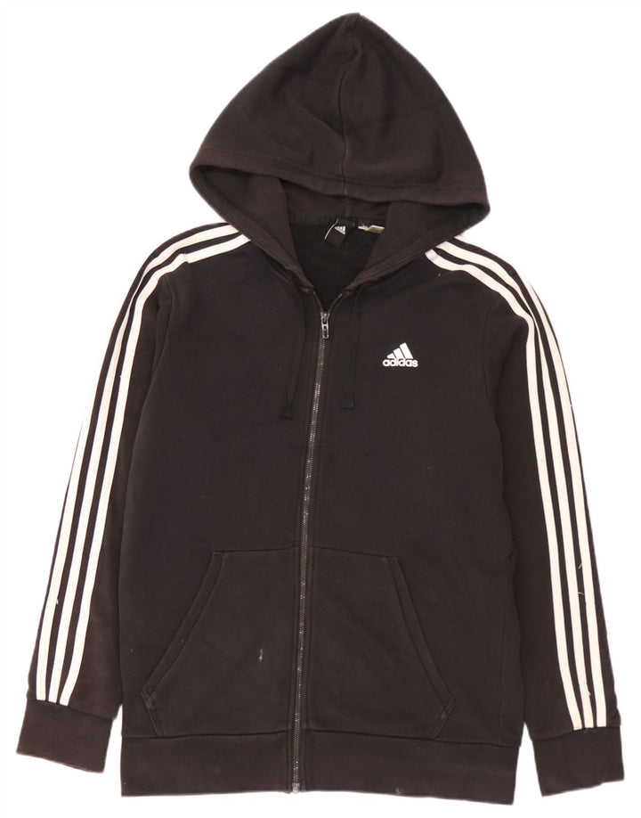 Maglione con cappuccio e zip Adidas da uomo medio nero