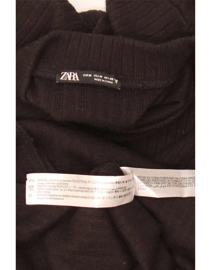Abito maglione a maniche lunghe da donna Zara UK 12 poliestere nero medio