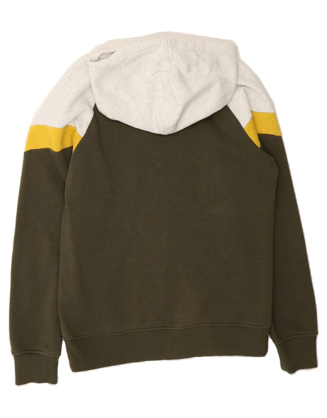 JACK & JONES Mens Hoodie Jumper Medium Khaki Colourblock Cotton Vintage Jack & Jones and Second-Hand Jack & Jones from Messina Hembry 