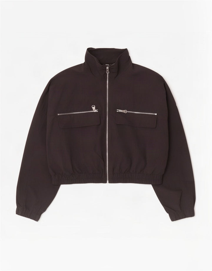 Giacca da ginnastica oversize corta da donna Zara UK 14 media nera