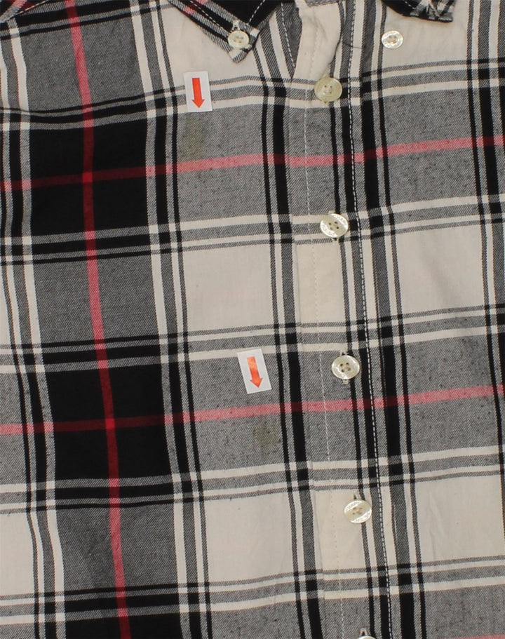 CHAPS Boys Easy Care Shirt 7-8 Years Small  Grey Check Cotton | Vintage Chaps | Thrift | Second-Hand Chaps | Used Clothing | Messina Hembry 