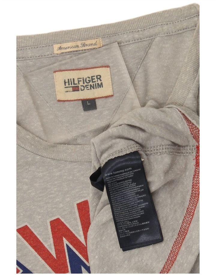 T-shirt grafica da uomo Tommy Hilfiger Top grande poliestere chiazzato grigio