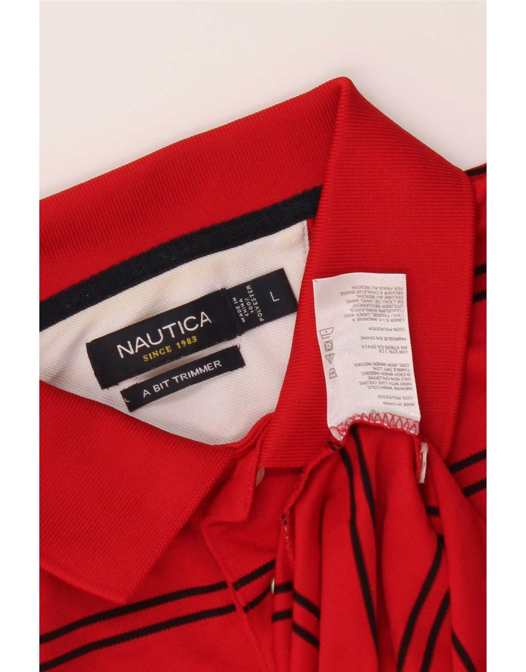 Polo da uomo Nautica grande in poliestere a righe rosse