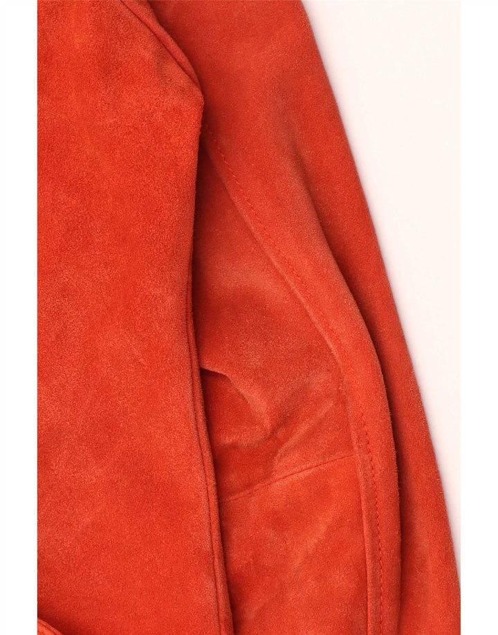 Topshop Giacca da motociclista in pelle scamosciata da donna UK 16 Grande pelle rosa