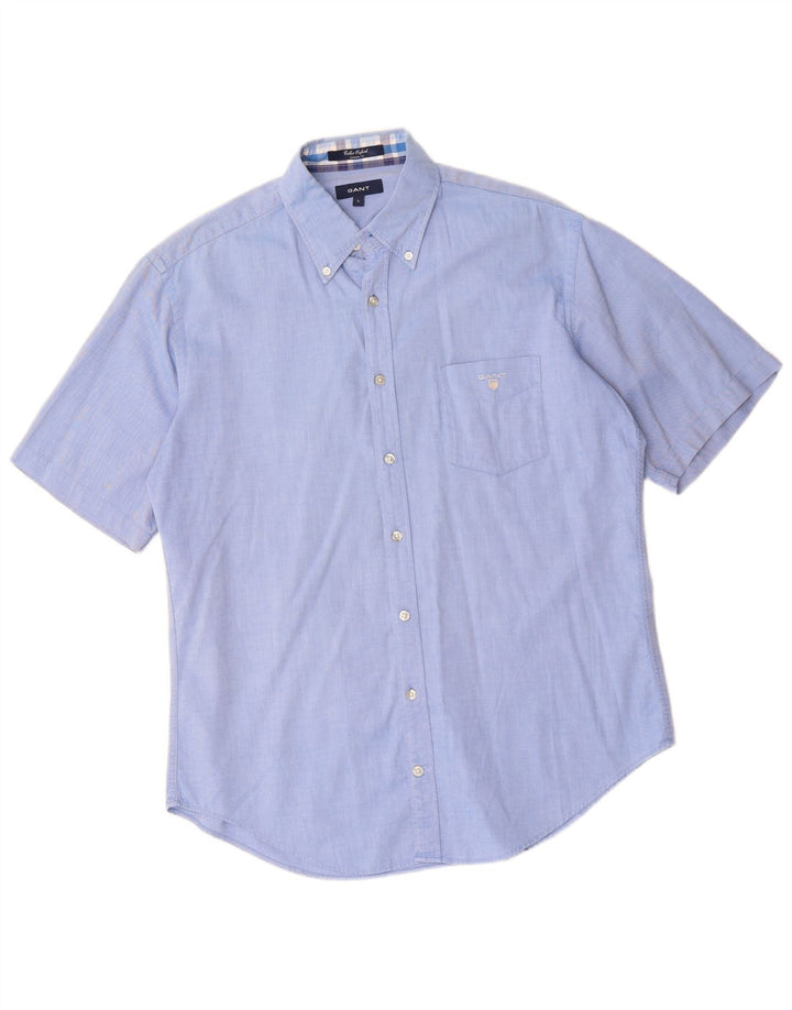 Gant Camicia da uomo a maniche corte vestibilità casual grande in cotone blu