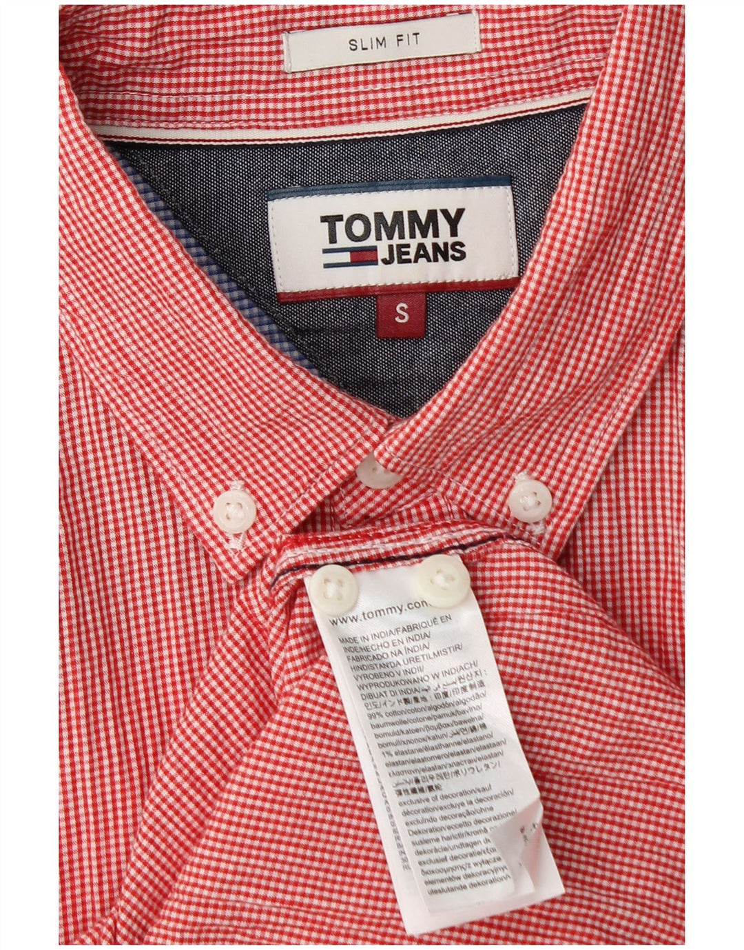 TOMMY HILFIGER Camicia slim fit da uomo piccola in cotone a righe rosse