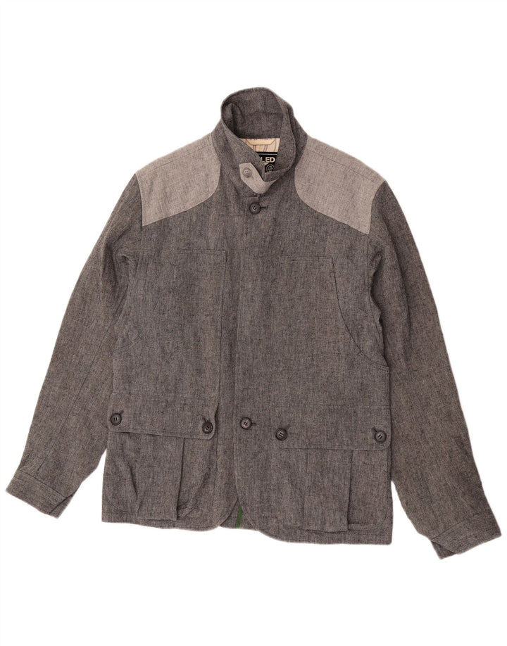 Giacca utility vintage da uomo UK 40 grande lino color block grigio