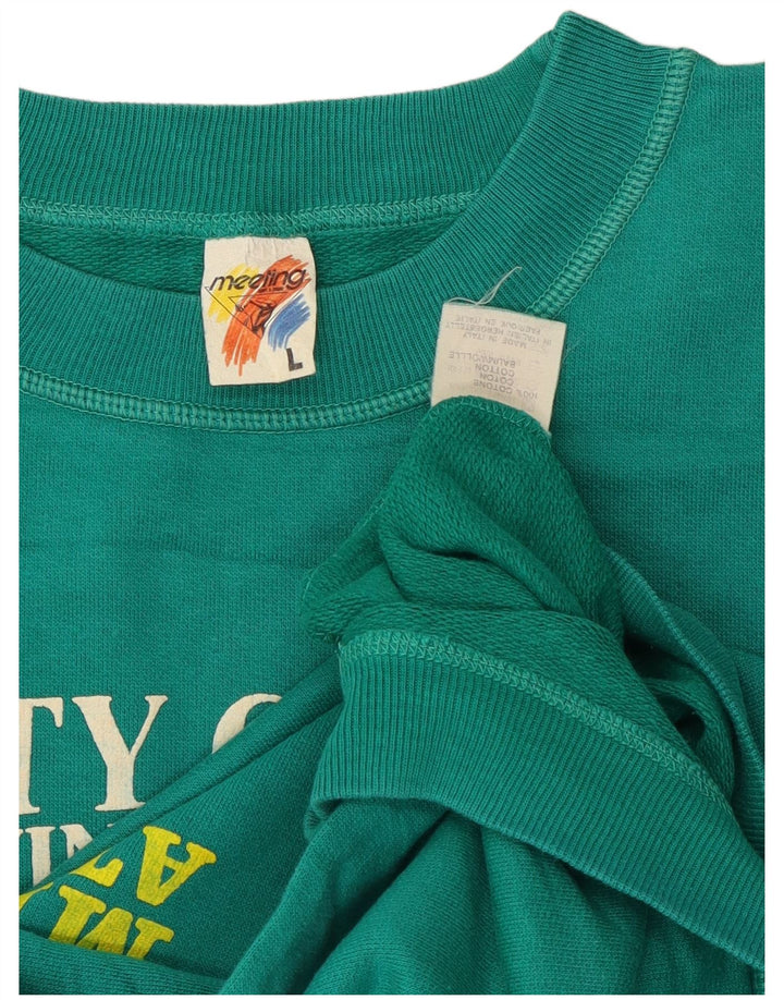 Felpa grafica da uomo Meeting, maglione grande, cotone turchese