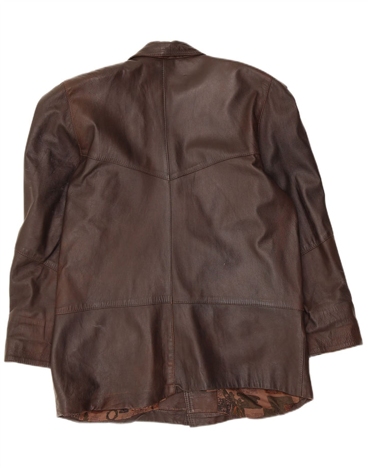 Giacca in pelle da donna vintage IT 42 in pelle marrone medio