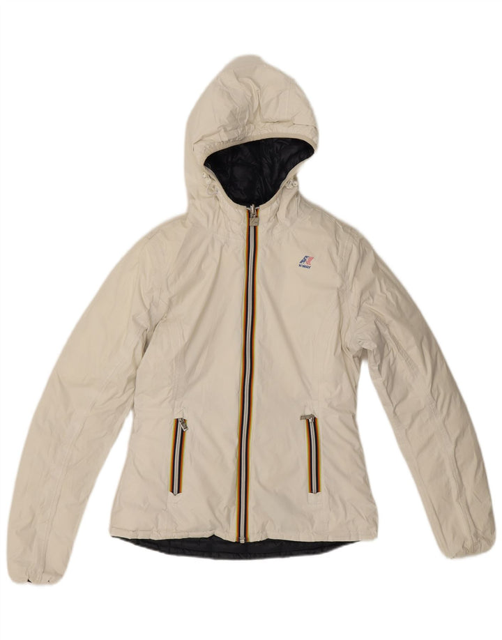 Giacca imbottita reversibile con cappuccio da donna K-Way UK 8 Small nera in poliammide