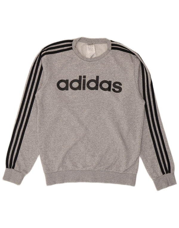 Felpa grafica da uomo Adidas maglione piccolo cotone grigio