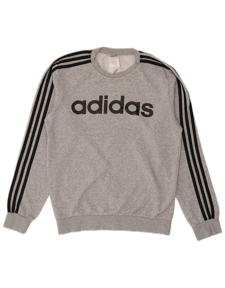 Felpa grafica da uomo Adidas maglione piccolo cotone grigio