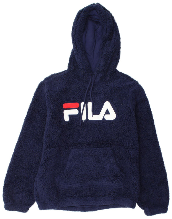 Maglione con cappuccio in pile grafico da donna FILA UK 14 poliestere medio blu navy