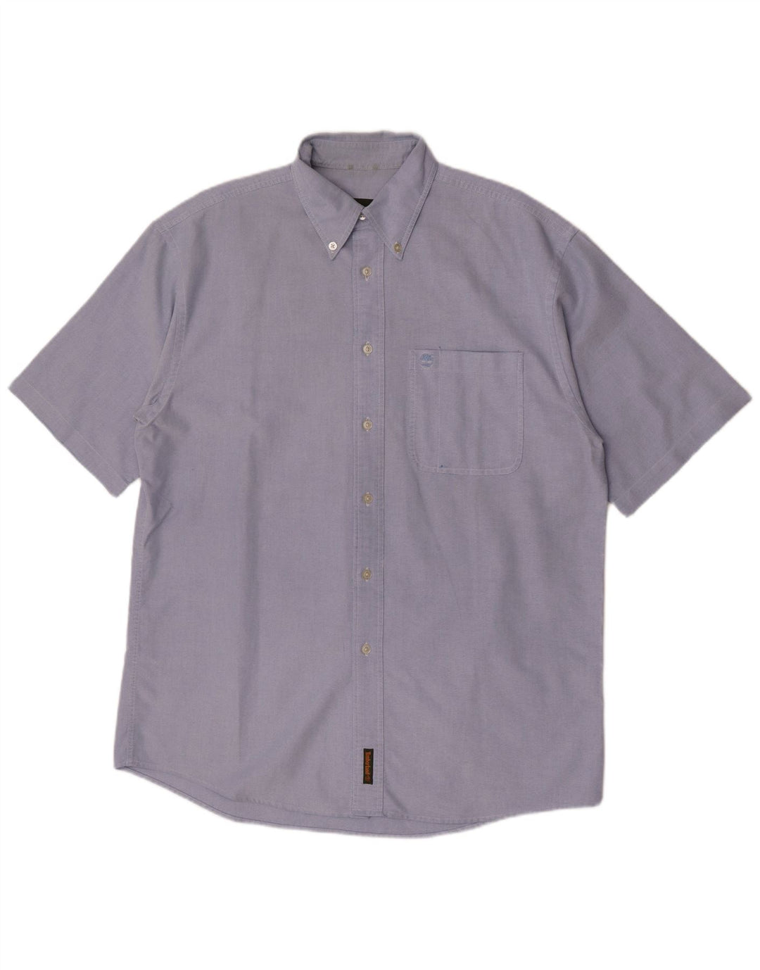 Camicia a maniche corte da uomo Timberland in cotone blu medio