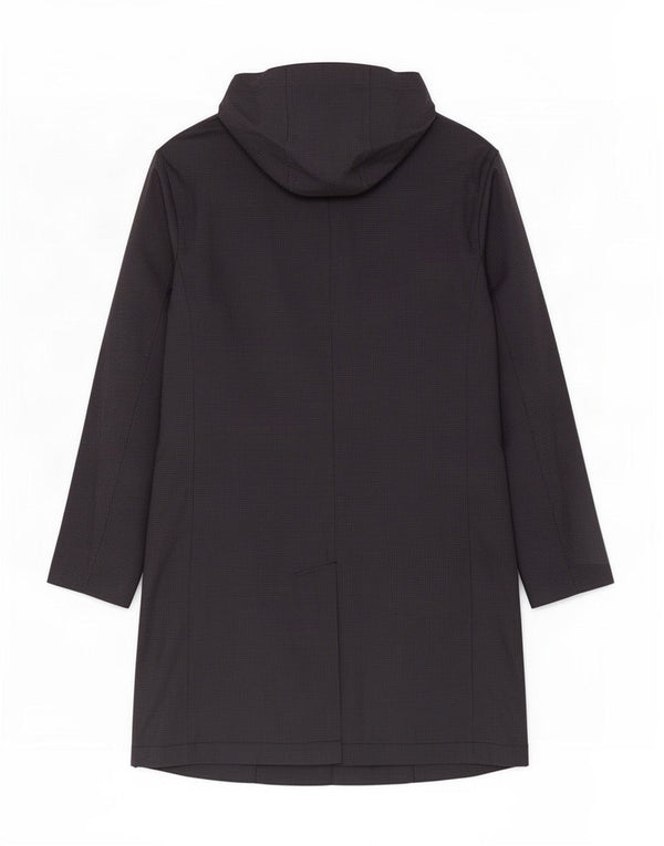 Zara Mens Hooded Overcoat UK 40 Large Black Houndstooth Polyester