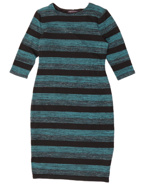 Abito aderente con maniche a 3/4 da donna Marks & Spencer UK 16 a righe grandi blu