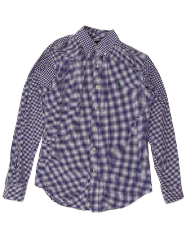 Camicia slim fit da uomo Ralph Lauren in cotone a quadretti blu medio