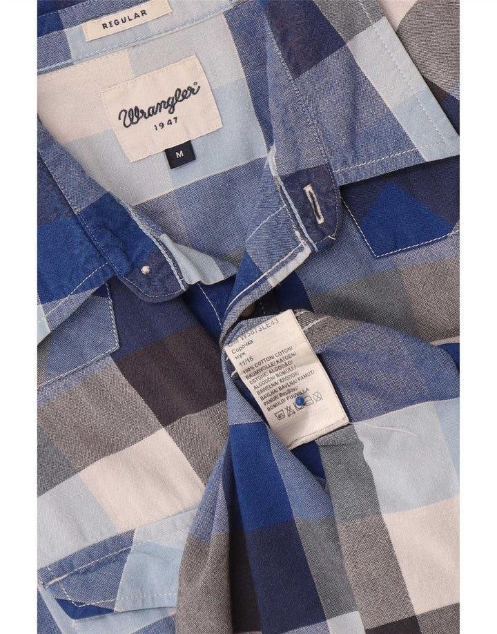 Camicia da uomo Wrangler a maniche corte, vestibilità regolare, in cotone a quadri blu medio