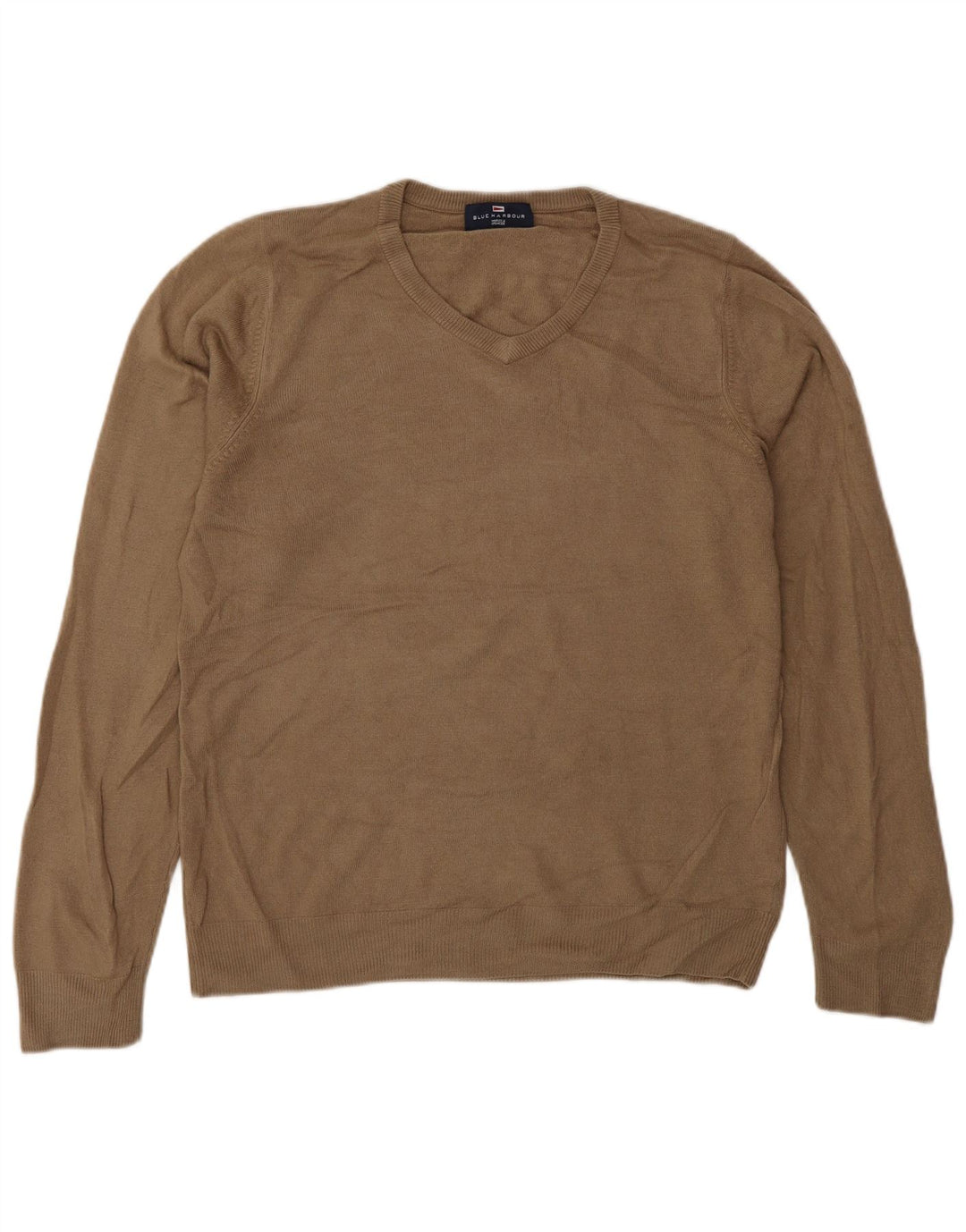 Maglione da uomo con scollo a V blu Harbour Marks & Spencer piccolo acrilico marrone
