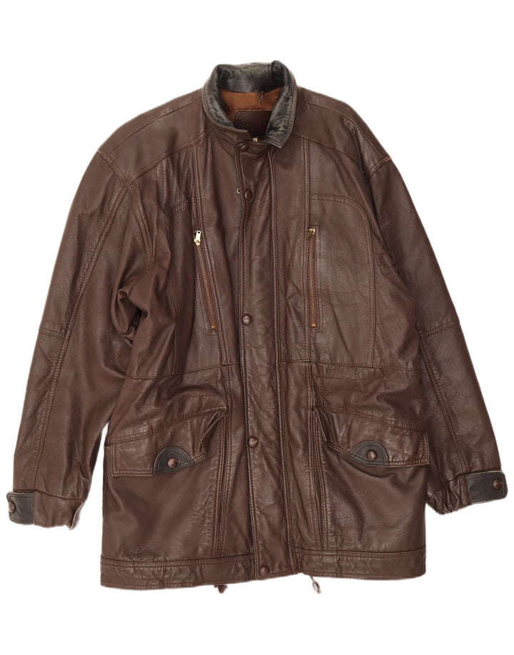 Giacca in pelle vintage da uomo UK 38 in pelle marrone medio