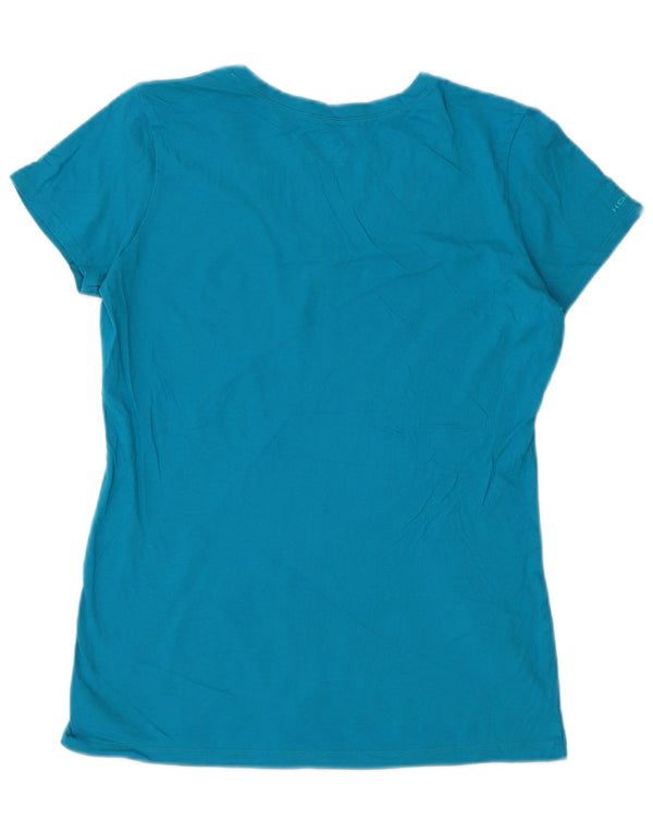 T-shirt grafica da donna Under Armour Heat Gear Top UK 12 cotone blu medio