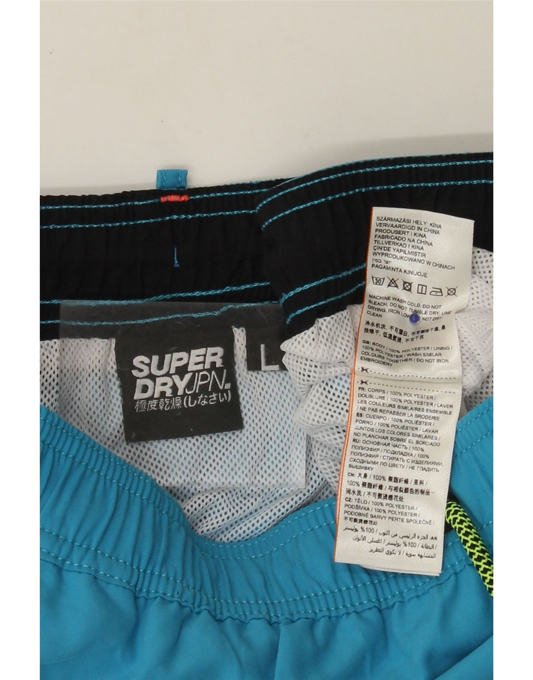 Pantaloncini da bagno da uomo SUPERDRY grandi in poliestere blu