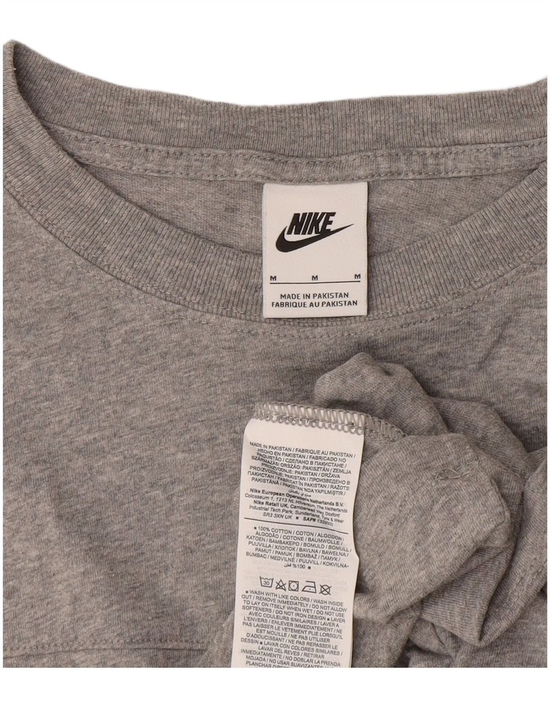 NIKE T-shirt grafica corta da donna Top UK 14 Cotone color block grigio medio