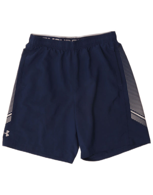 Pantaloncini sportivi Under Armour da uomo Heat Gear grandi blu navy geometrici
