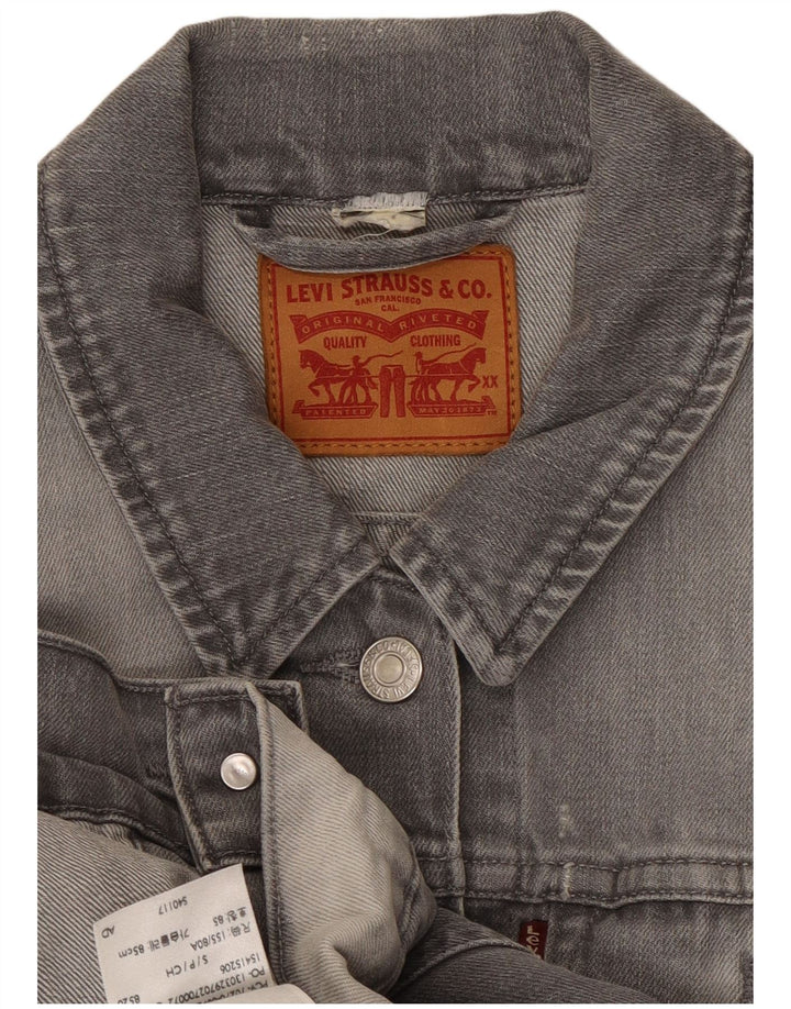 Giacca in denim corta da donna LEVI'S UK 10 piccola in cotone grigio