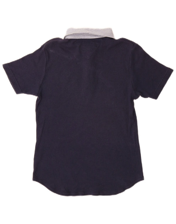 Polo da rugby da donna Tommy Hilfiger UK 14 Large in cotone a righe blu navy