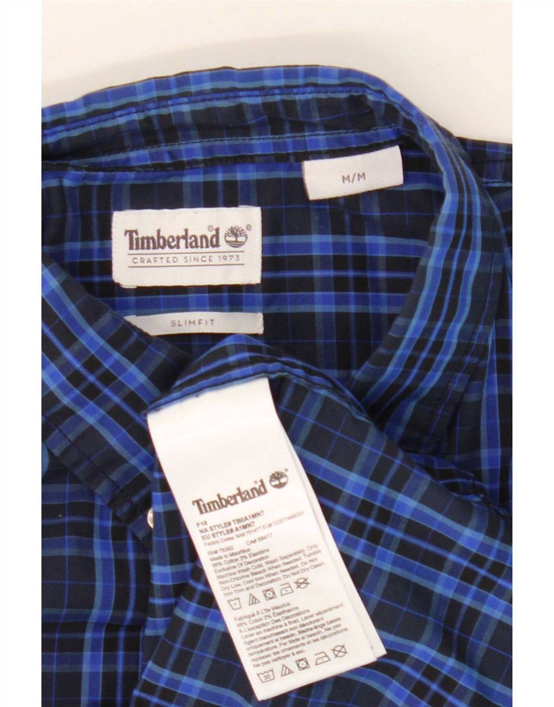 Camicia Timberland da uomo slim fit in cotone a quadri blu medio