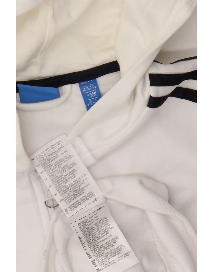 Felpa con cappuccio e zip grafica Adidas da ragazzo 15-16 anni in poliestere bianco