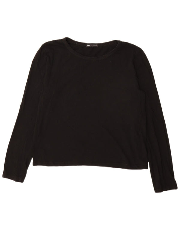 Top Zara da donna a maniche lunghe UK 18 XL cotone nero