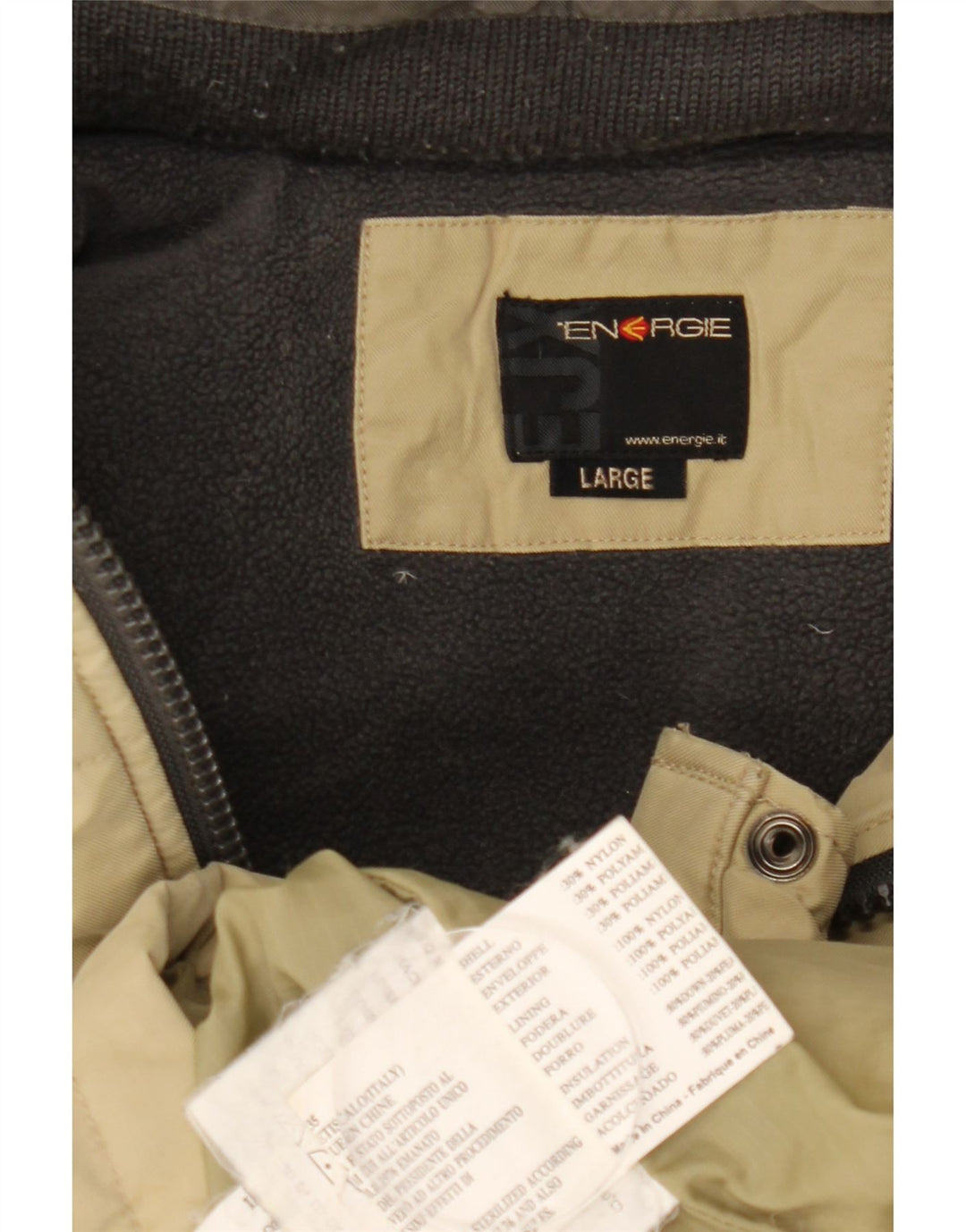 Giacca imbottita con cappuccio da uomo Energie UK 40 Large Beige Nylon