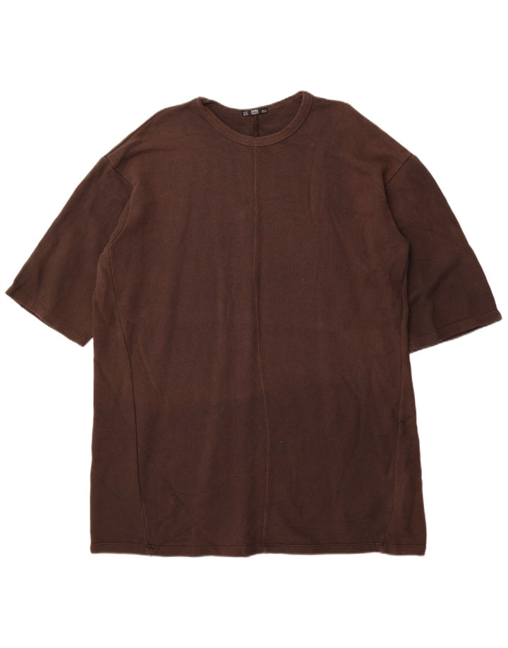 Abito T-shirt oversize da donna Zara UK 14 Cotone marrone medio