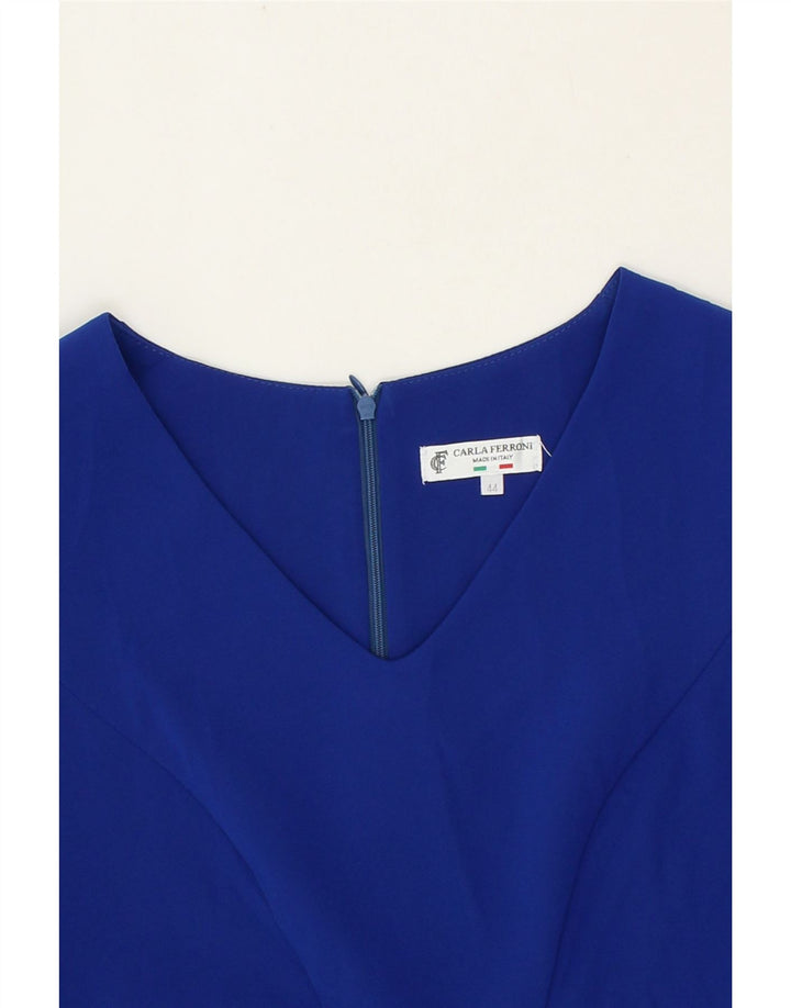 CARLA FERRONI Womens Sleeveless Sheath Dress IT 44 Medium Blue Polyester Vintage CARLA FERRONI and Second-Hand CARLA FERRONI from Messina Hembry 